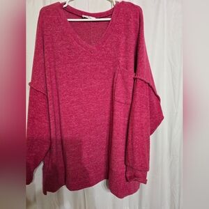 Cozy Pink V-Neck Sweater